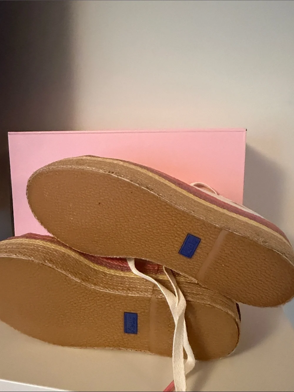 kate spade cream canvas platform sneakers with pink and gold accents